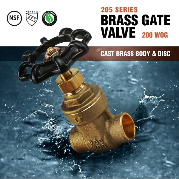 SWT Cast Brass Gate Valve 1/2